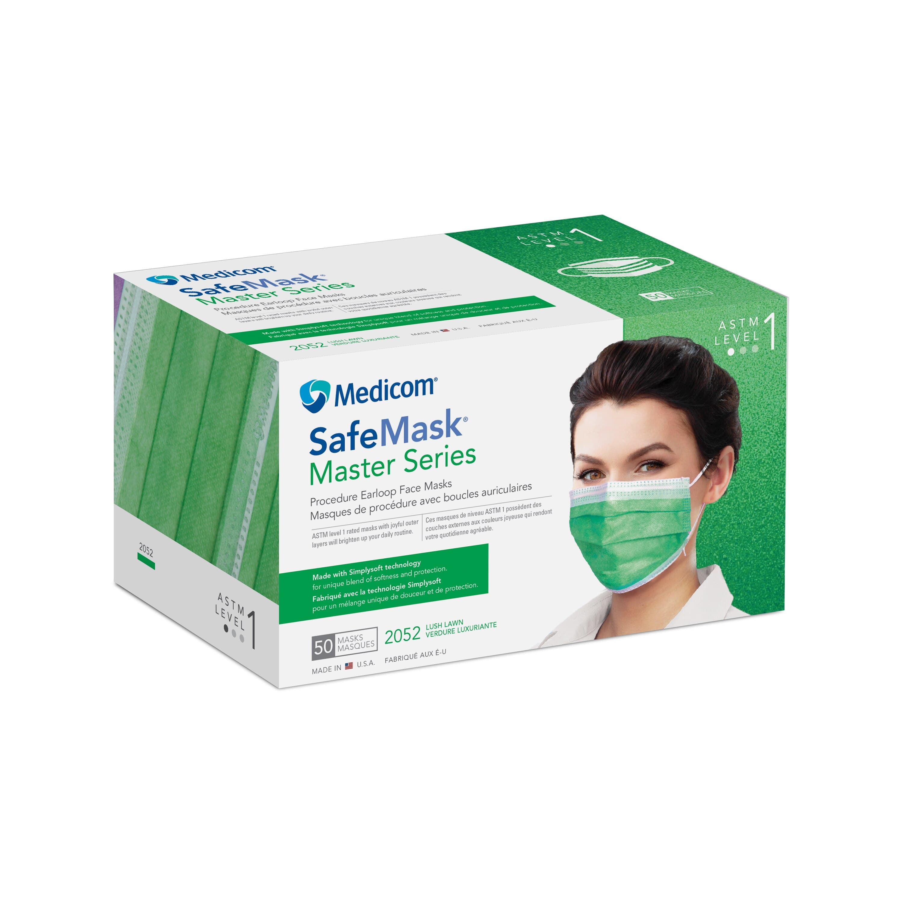 Medicom SafeMask Master Series Procedure Earloop Mask, ASTM Level 1, Lush Lawn (Vibrant Green), 50/Box, 2052 thumbnail 11