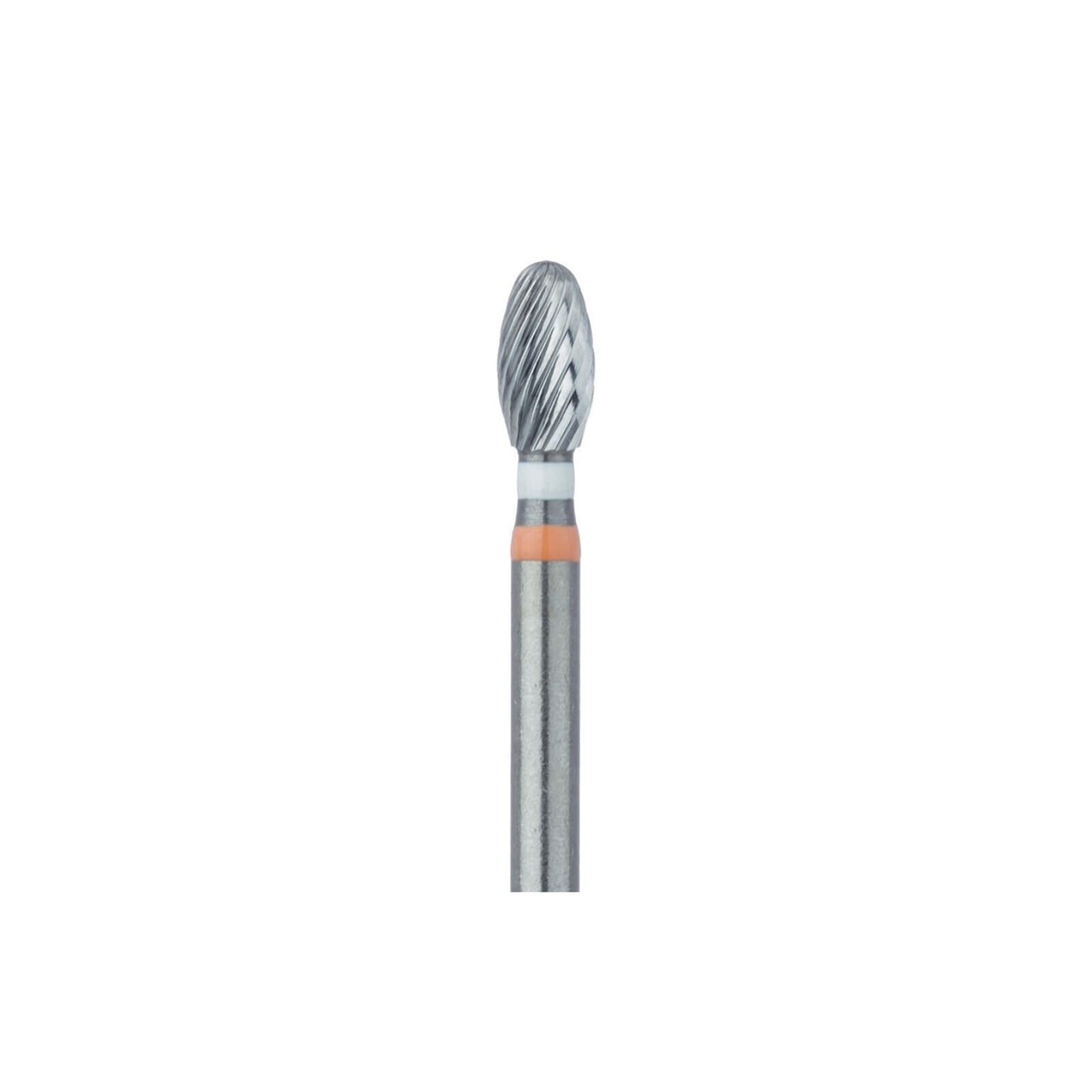 Meisinger Tungsten Carbide Twist Trimming and Finishing Bur, Friction Grip, Egg/Football, 7408, 2.3 mm, Ultra Fine, White/Orange, 5/Pk, D0379U-023-FG thumbnail 2
