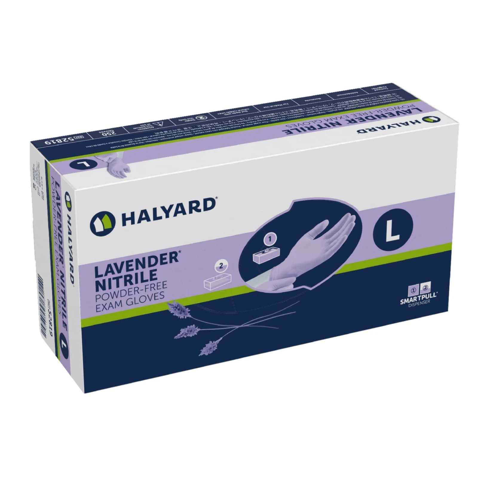 Halyard KC100 Lavender Nitrile Exam Gloves, Powder-Free, Latex-Free, Non-Sterile, Medium, Textured Fingertips, 250/Box, 52818 thumbnail 5