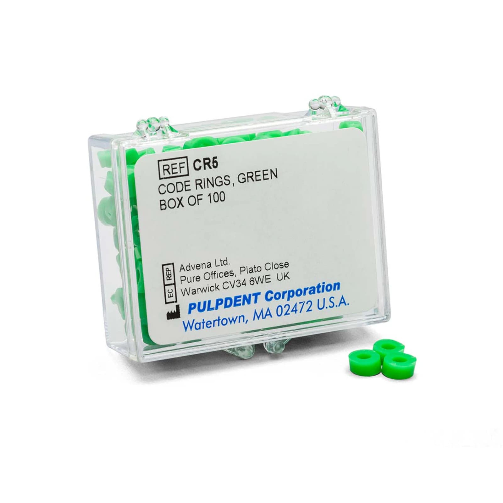 Pulpdent Code Rings, Green, Standard Size, 50/Pkg, CR5-50 - Pulpdent Code Rings, Green - Image 1