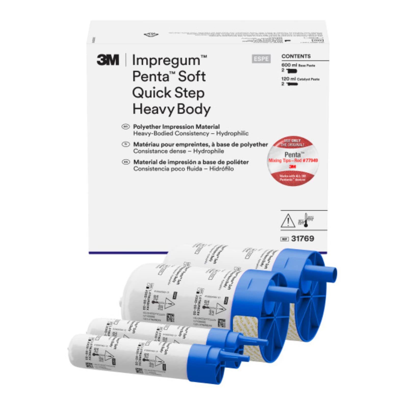 3M™ Impregum™ Penta™ Soft Quick Step Heavy Body Polyether Impression Material Refill, Mint Flavor, Dark Purple, 2 x 300 mL Base + 2 x 60 mL Catalyst, #31769 thumbnail 3