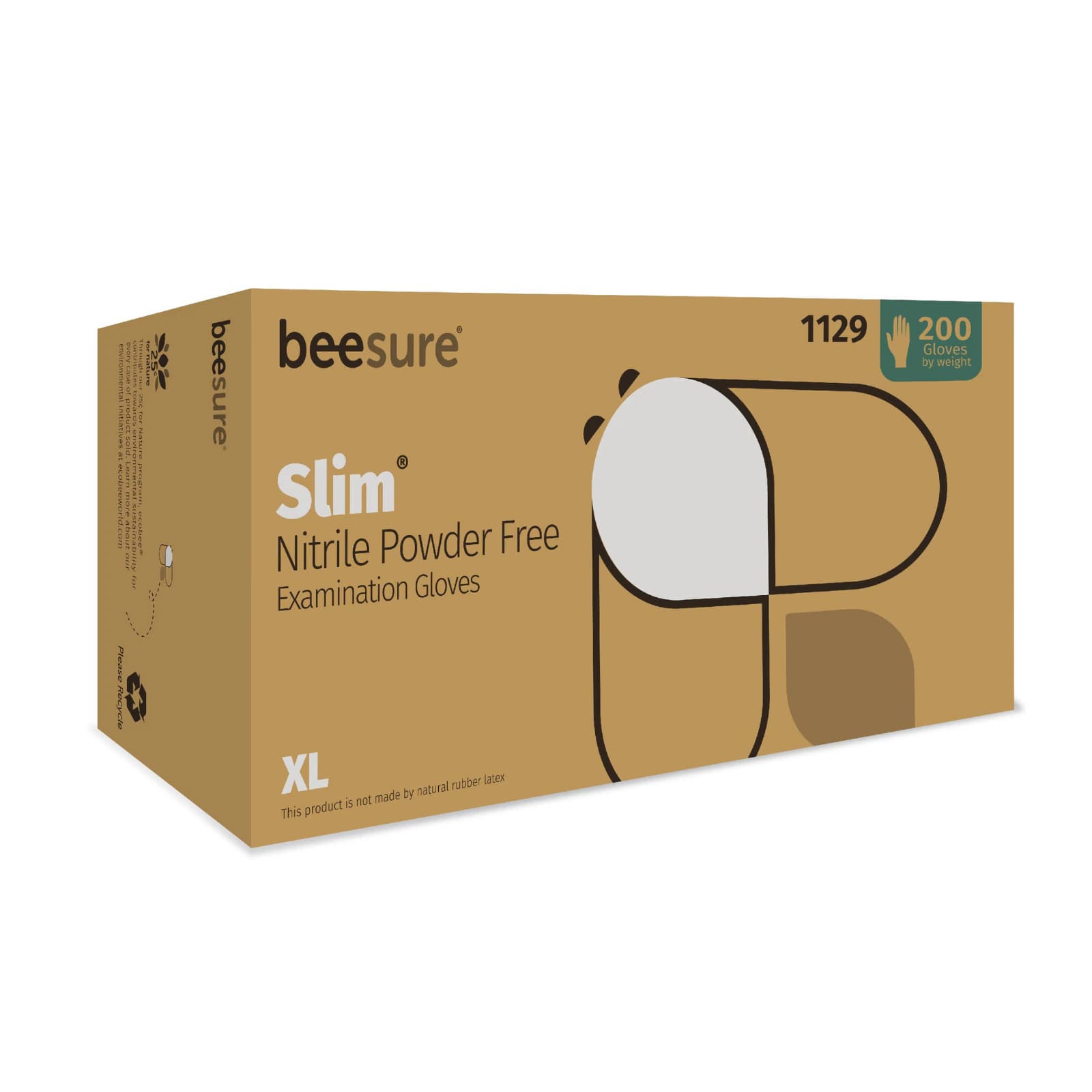 BeeSure Slim Nitrile Examination Gloves, Powder-Free, Extra Large, Soft White, 200/Box, 1129 thumbnail 2