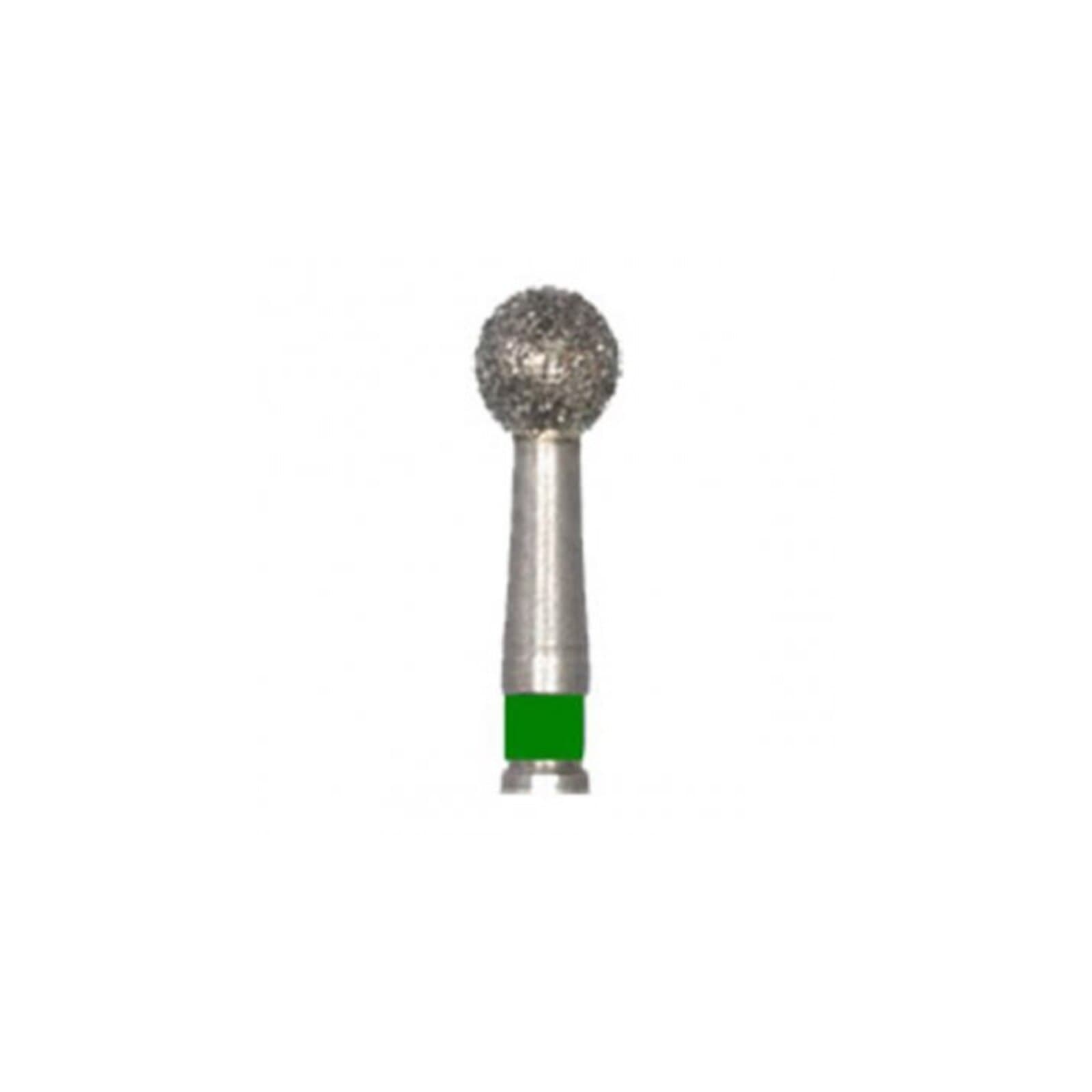 Meisinger 801G-025-FG Coarse Round Diamond Bur, Friction Grip, 2.5 mm, Green, Multi-Use, 5/Pk thumbnail 3