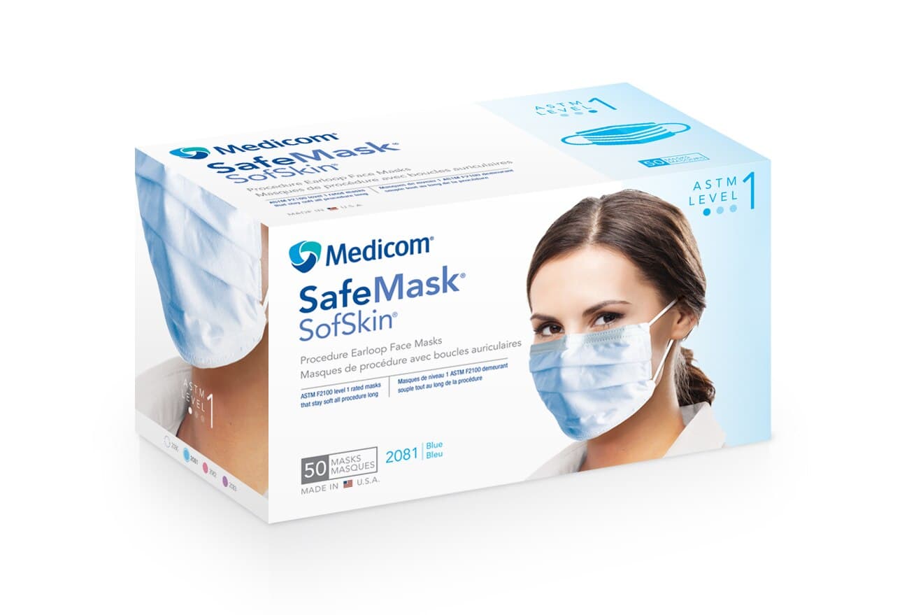 SafeMask SofSkin Procedure Earloop Face Masks, ASTM Level 1, Blue, 50/Box, 2081 thumbnail 15