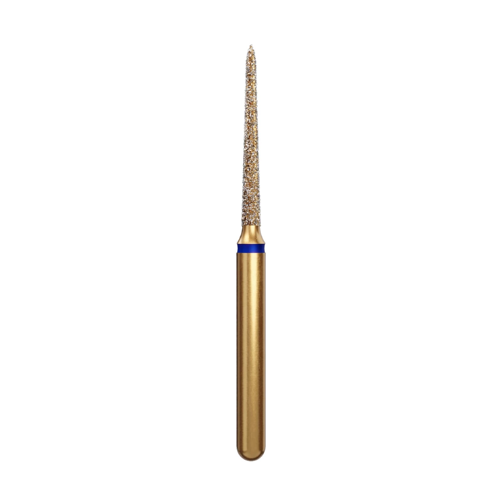 Alpen Multi-Use Diamond Bur FG #879K, Coarse Grit, Curettage Pointed Taper, 1.2mm Diameter, Blue Ring, 5/Pkg - Alpen® Multi-Use Diamonds FG # 879K Curretage Pointed Taper 1.2mm Medium Blue Pkg/5 - Image 1