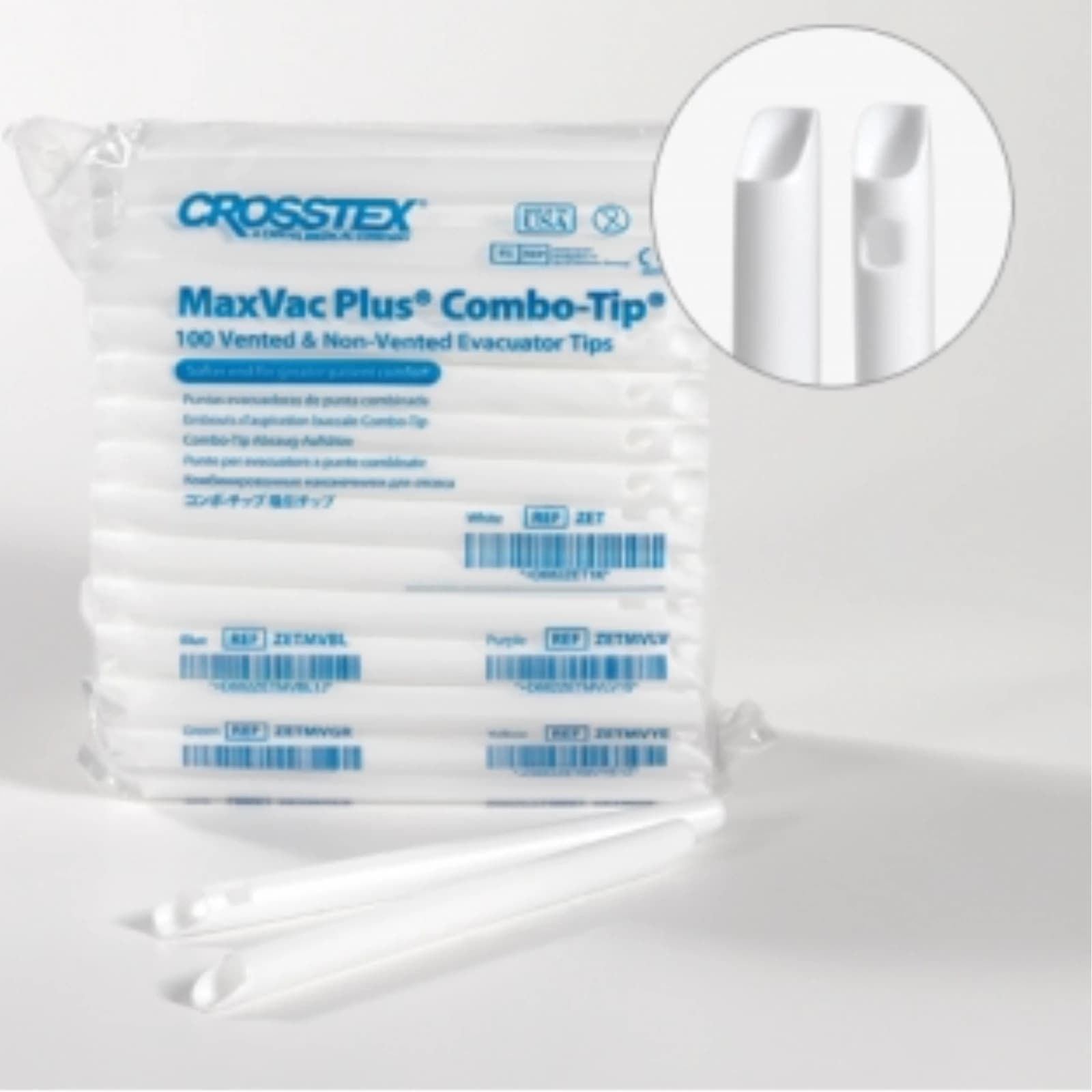 Crosstex MaxVac Plus Combo-Tip High-Volume Evacuator Tips, White, Vented/Non-Vented, 100/Pk, ZET thumbnail 7
