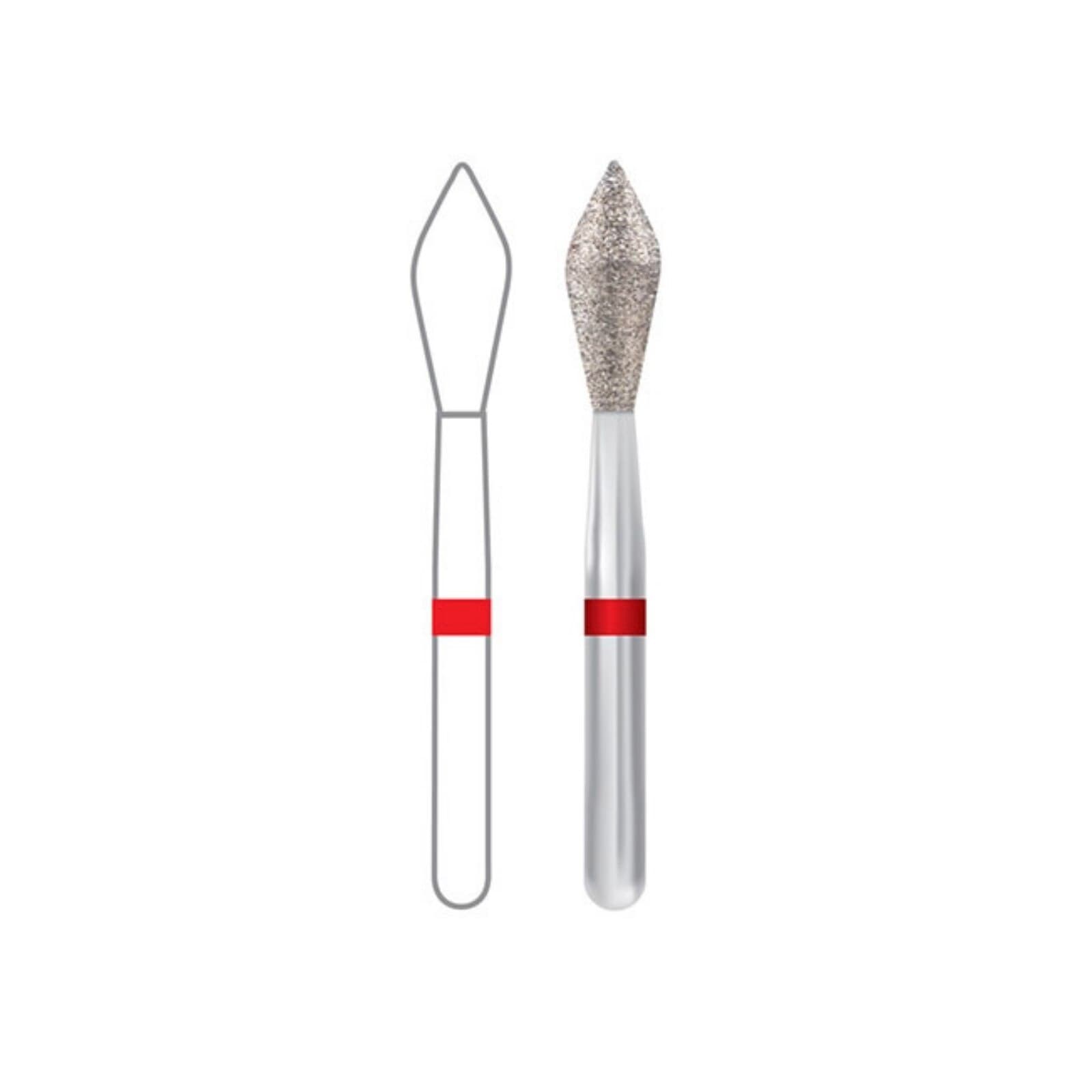 Midwest Multi-Use Diamond Bur #862-010F, Fine Grit, Flame Shape, Friction Grip, 1.0mm Diameter, 8.0mm Length, 5/Pk thumbnail 2