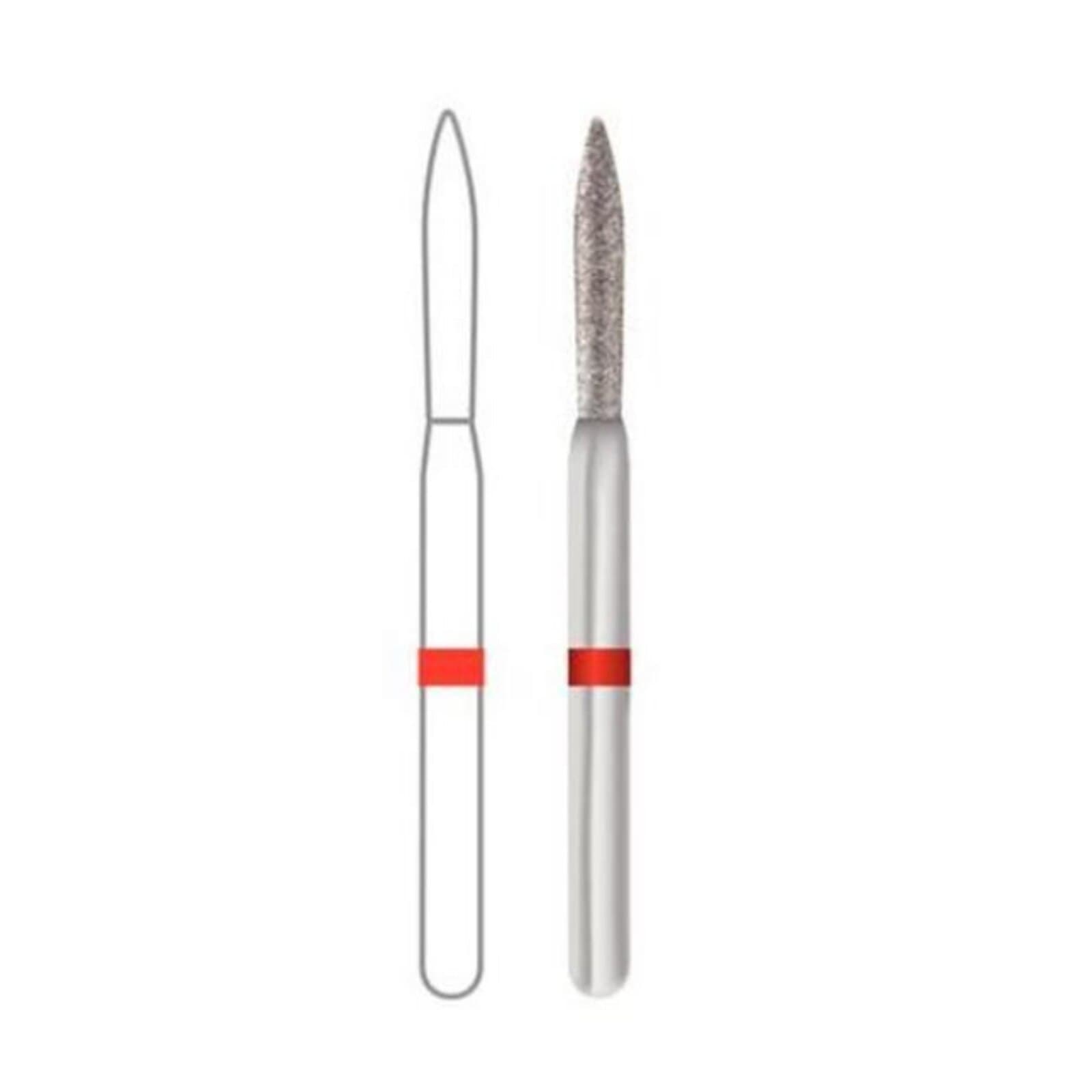 Midwest Multi-Use Diamond Bur FG 863-012F, Fine Grit, Flame Shape, 1.2 mm Diameter, 10.0 mm Length, 5/Pk thumbnail 2