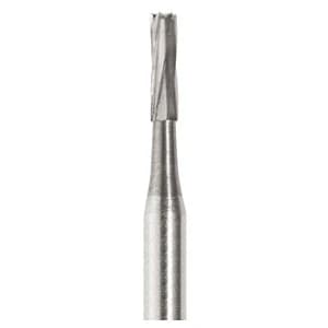 SS White FG #57L Carbide Bur, Straight Fissure Flat End, Plain, Friction Grip, 1.0 mm Diameter, 5.0 mm Length, 100/Pkg - Standard Operatory Carbide Burs – FG - Straight Fissure Flat End, # 57L, 1.0 mm Diameter, 5.0 mm Length, 100/Pkg - Image 1