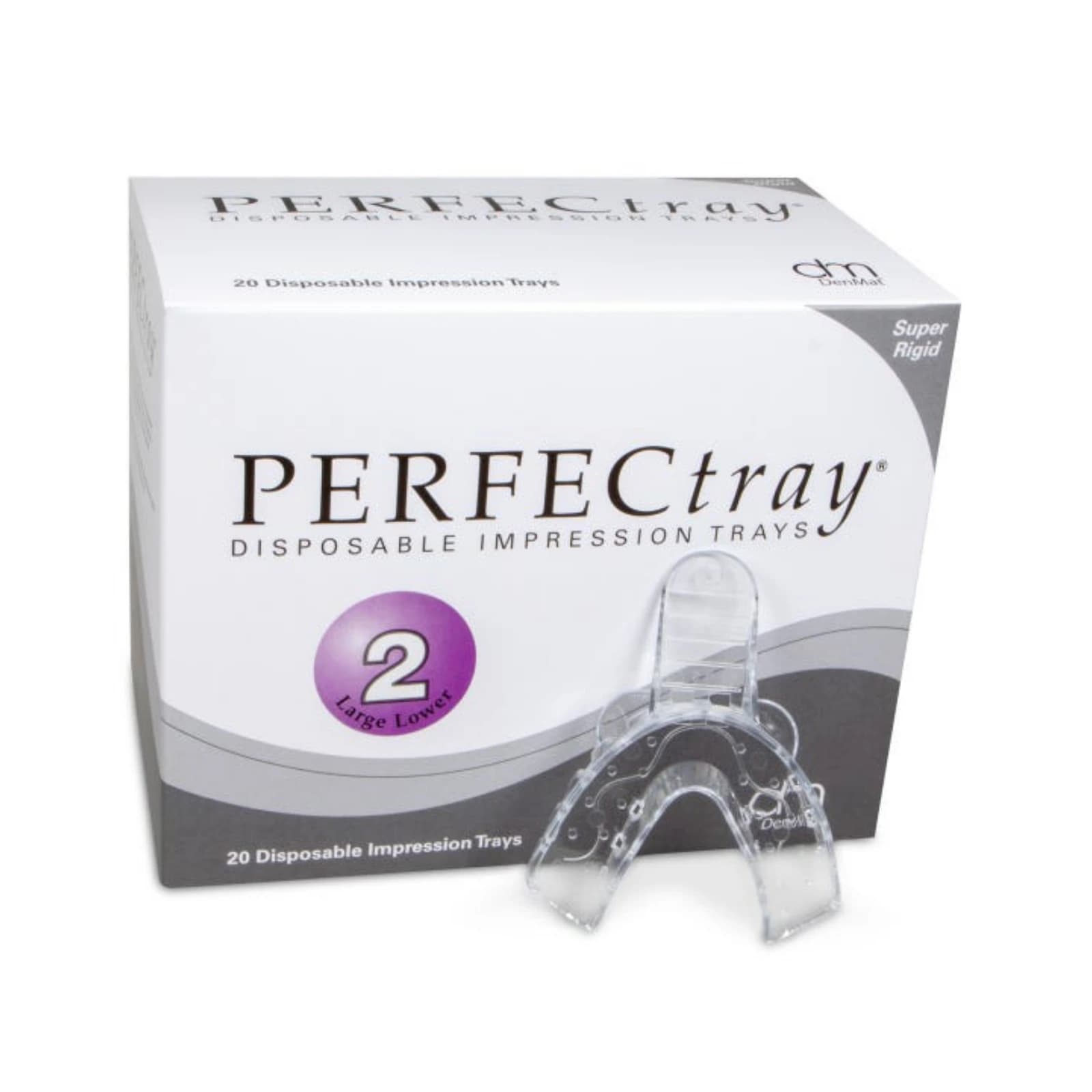 PERFECtray #2 Large Lower Full Arch Perforated Disposable Acrylic Impression Trays, Crystal Clear, 20/Box thumbnail 8