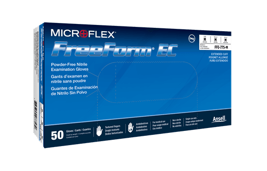 MICROFLEX FreeForm EC FFE-775 Nitrile Exam Gloves, Large, Powder-Free, Textured, Extended Cuff, 50/Box thumbnail 3