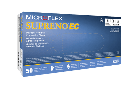 Microflex Supreno EC PF Nitrile Exam Gloves, Powder-Free, Latex-Free, Non-Sterile, XX-Large, Violet Blue, 50/Box, SEC-375-XXL thumbnail 3