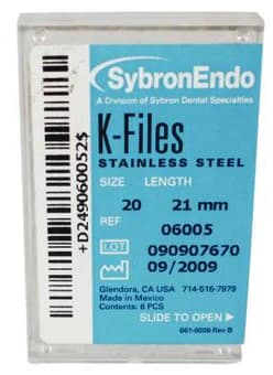 Kerr Endodontics K-Files, Stainless Steel, Size #20, 21mm, Yellow, 6/Pkg, 06005 thumbnail 11