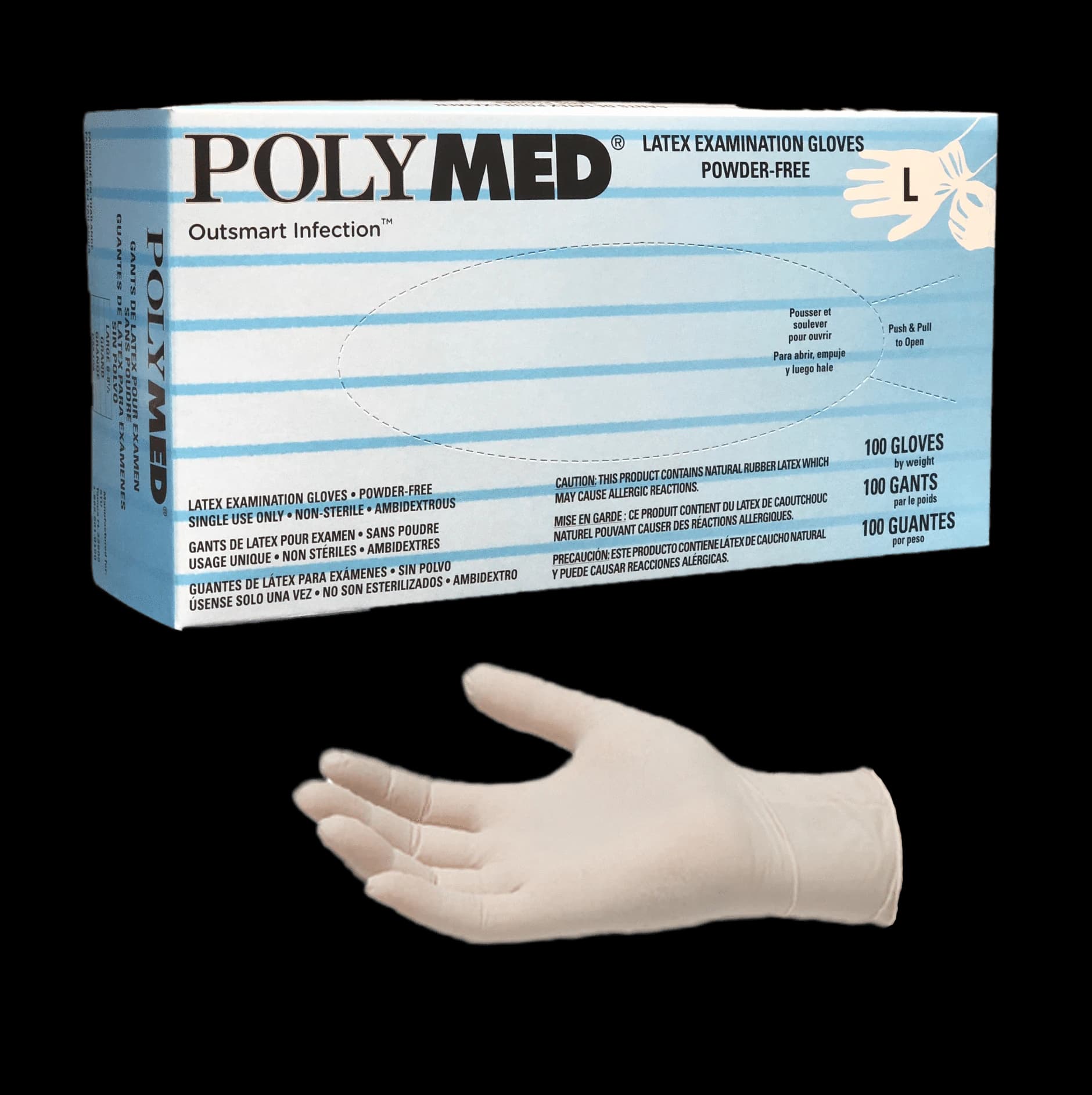 Sempermed Polymed Powder-Free Latex Exam Gloves, Small, 100/Box, PM102 thumbnail 8