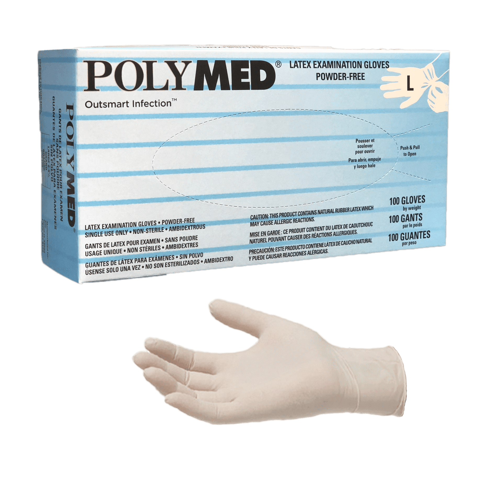 Sempermed Polymed Latex Exam Gloves, Powder-Free, X-Large, 90/Box, PM105 thumbnail 8