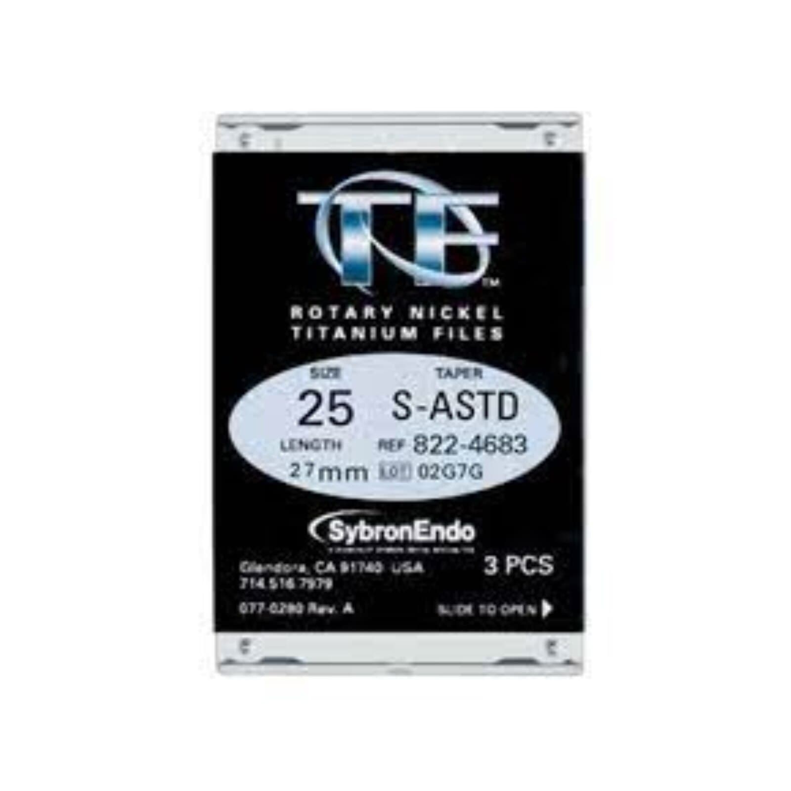 Kerr TF Twisted File Rotary NiTi File, Size 25, Small Assorted Tapers (0.04/0.06/0.08), 27mm, Red, 3/Pack, 822-4687 thumbnail 3