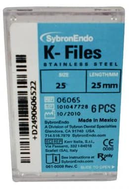 Kerr Endodontics K-Files Stainless Steel, 25mm, Size #25, Red, 6/Pack, 06065 thumbnail 12