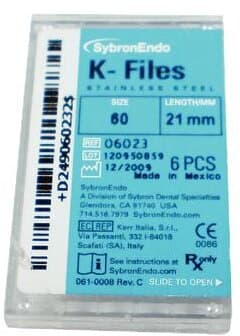 SybronEndo K-Files Stainless Steel, 21mm, #60, Blue, 6/Bx, 06023 thumbnail 8