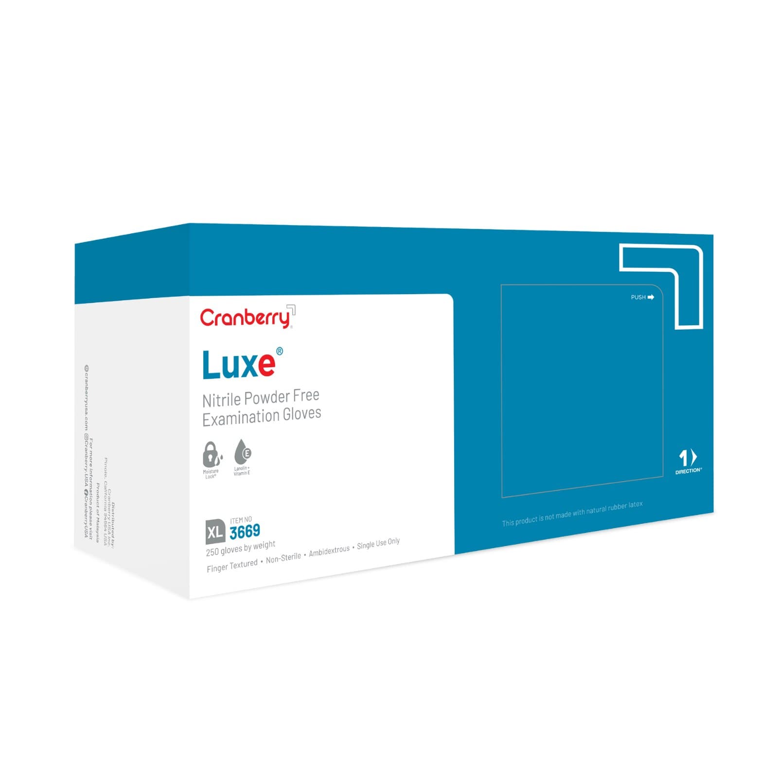 Cranberry LUXE Nitrile Exam Gloves, Powder Free, Non-Sterile, X-Large, Azure Blue, 250/Box, CR3669 thumbnail 10