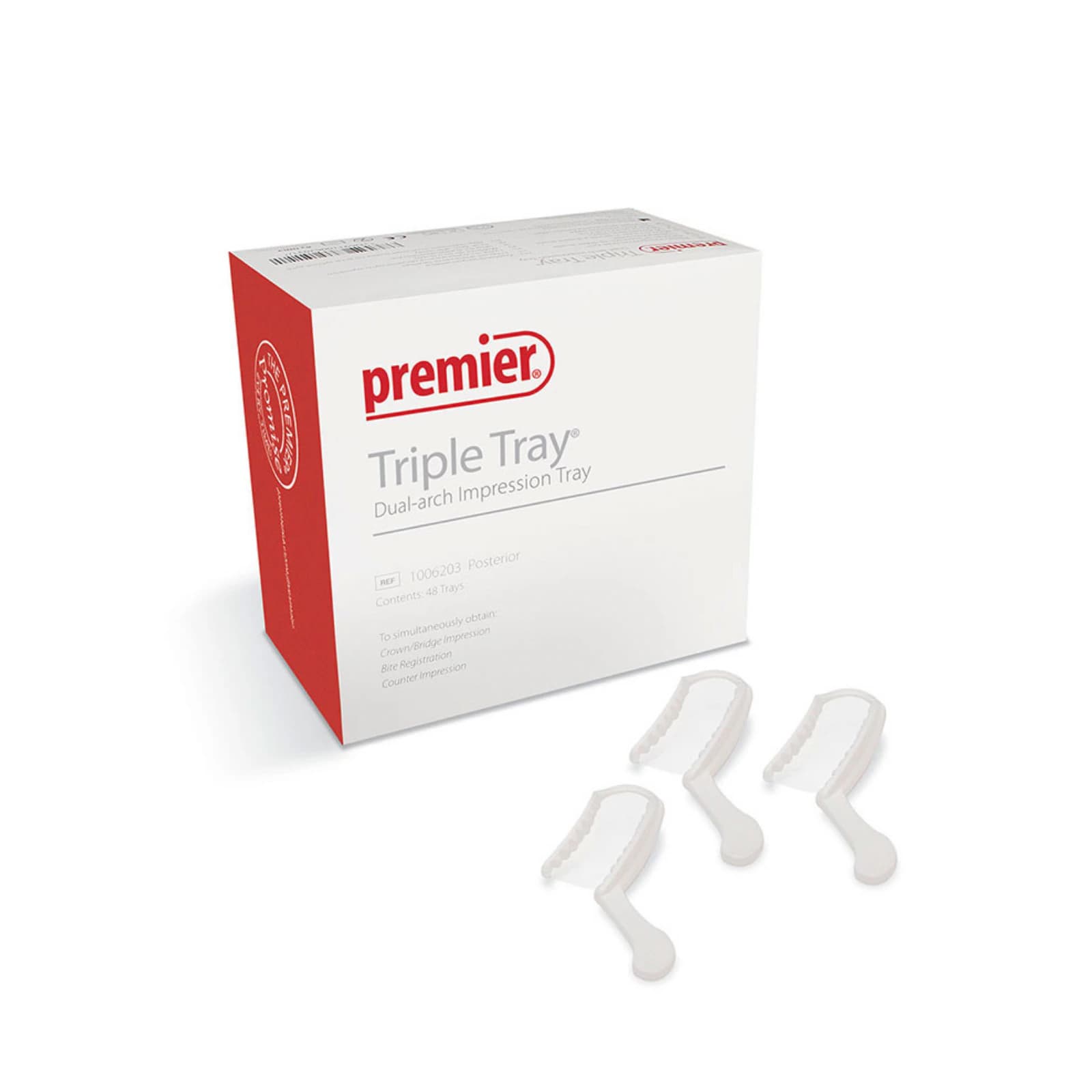 Premier Triple Tray Impression Trays, Three-Quarter Arch, 35/Box, 1006273 thumbnail 3