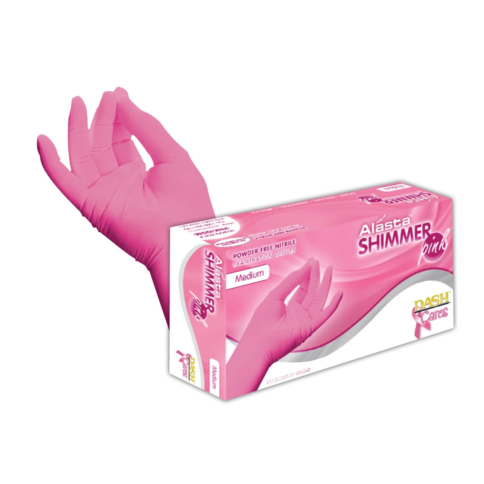 Alasta Shimmer Nitrile Exam Gloves, Powder-Free, Non-Sterile, Small, Pink, 100/Box, PNK100S thumbnail 10