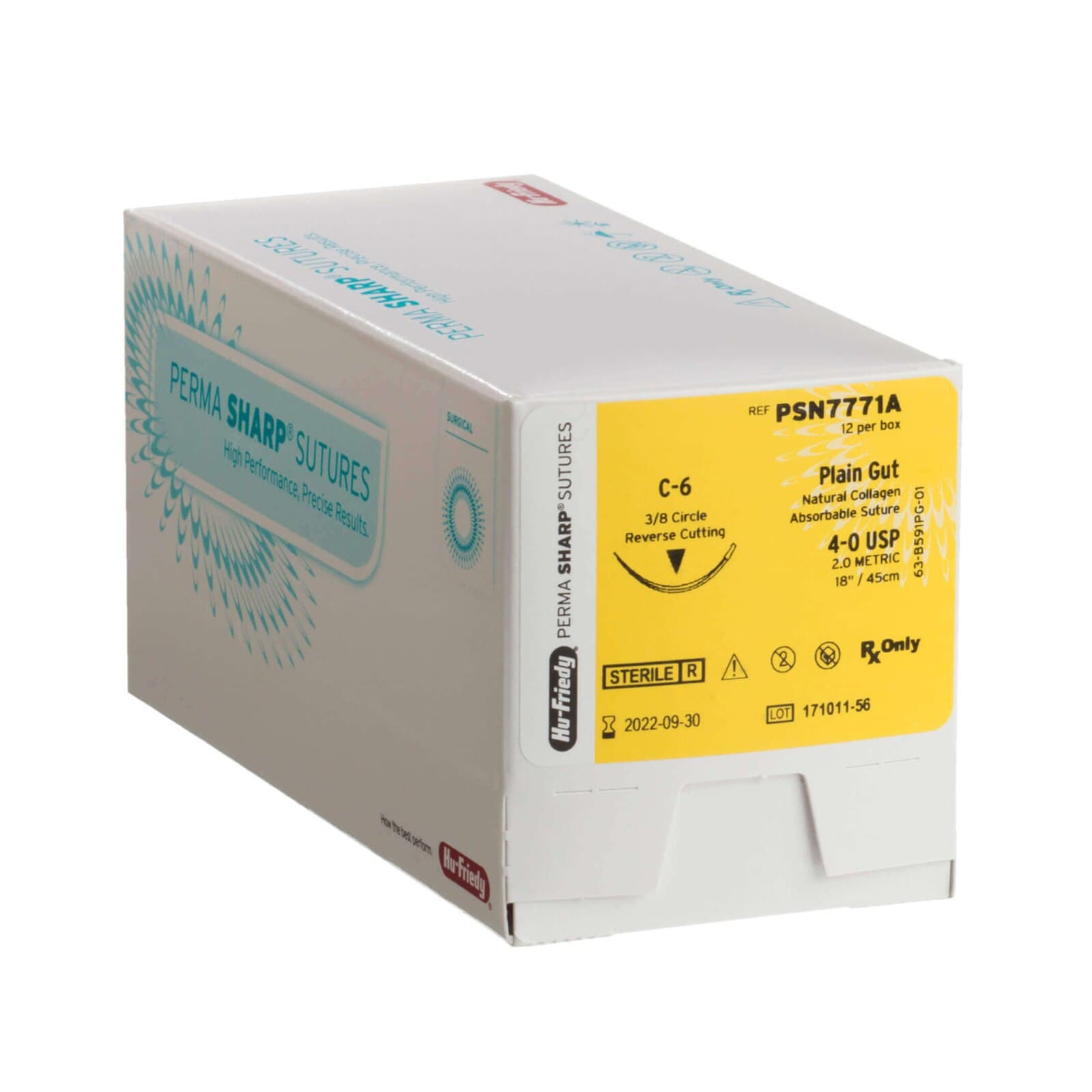 Hu-Friedy Perma Sharp Plain Gut Absorbable Suture, 4-0, C-6 Reverse Cutting Needle, 3/8 Circle, 27", Undyed, 12/Box, PSNH821A thumbnail 6