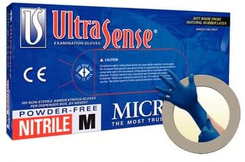 MICROFLEX UltraSense US-220 Nitrile Exam Gloves, Powder-Free, Textured Fingertips, Non-Sterile, Medium, Royal Blue, 100/Box, US-220-M thumbnail 8