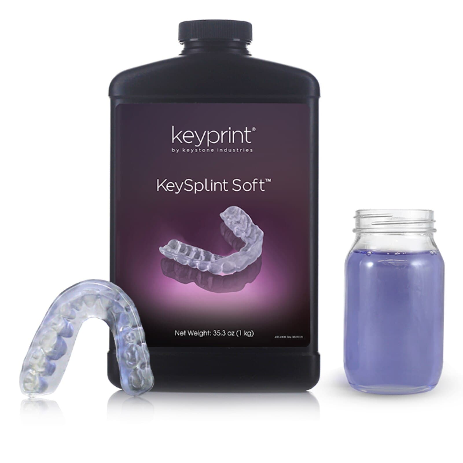 KeyPrint KeySplint Soft 3D Printing Resin, Light Violet Translucent, 1 kg Bottle, 4220005 thumbnail 5