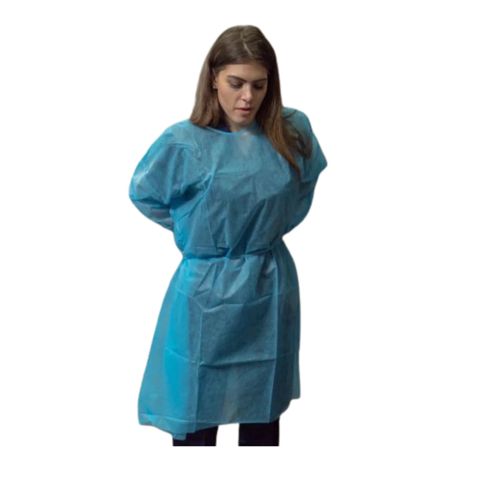 The Essentials Isolation Gowns, Knit Cuff, Blue, X-Large, 50/Pk - The Essentials Isolation Gowns Knit Cuff 50/Pk Blue X-Large - Image 1