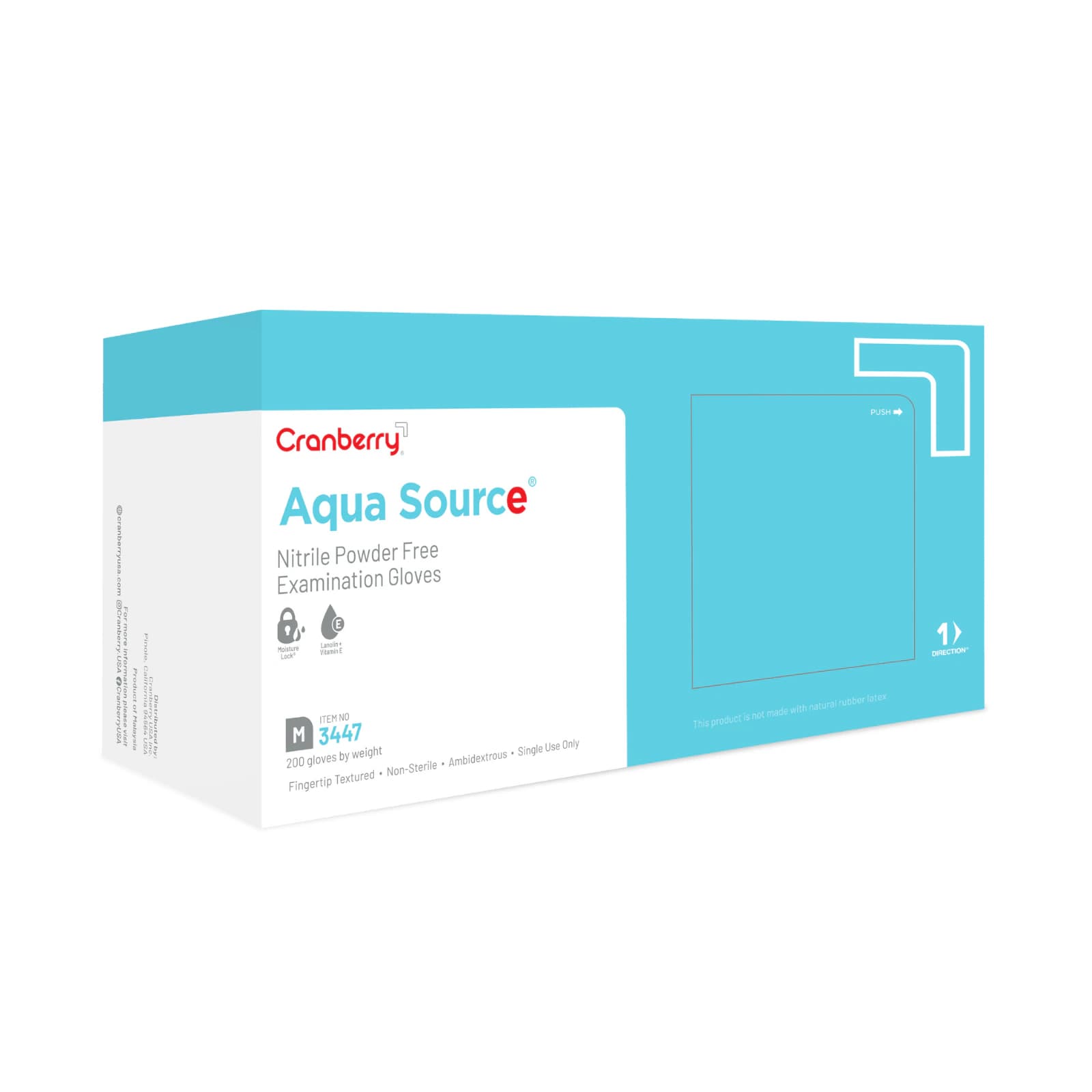 Cranberry AquaSource Nitrile Exam Gloves, Powder-Free, Non-Sterile, Medium, 200/Box, 3447 thumbnail 2