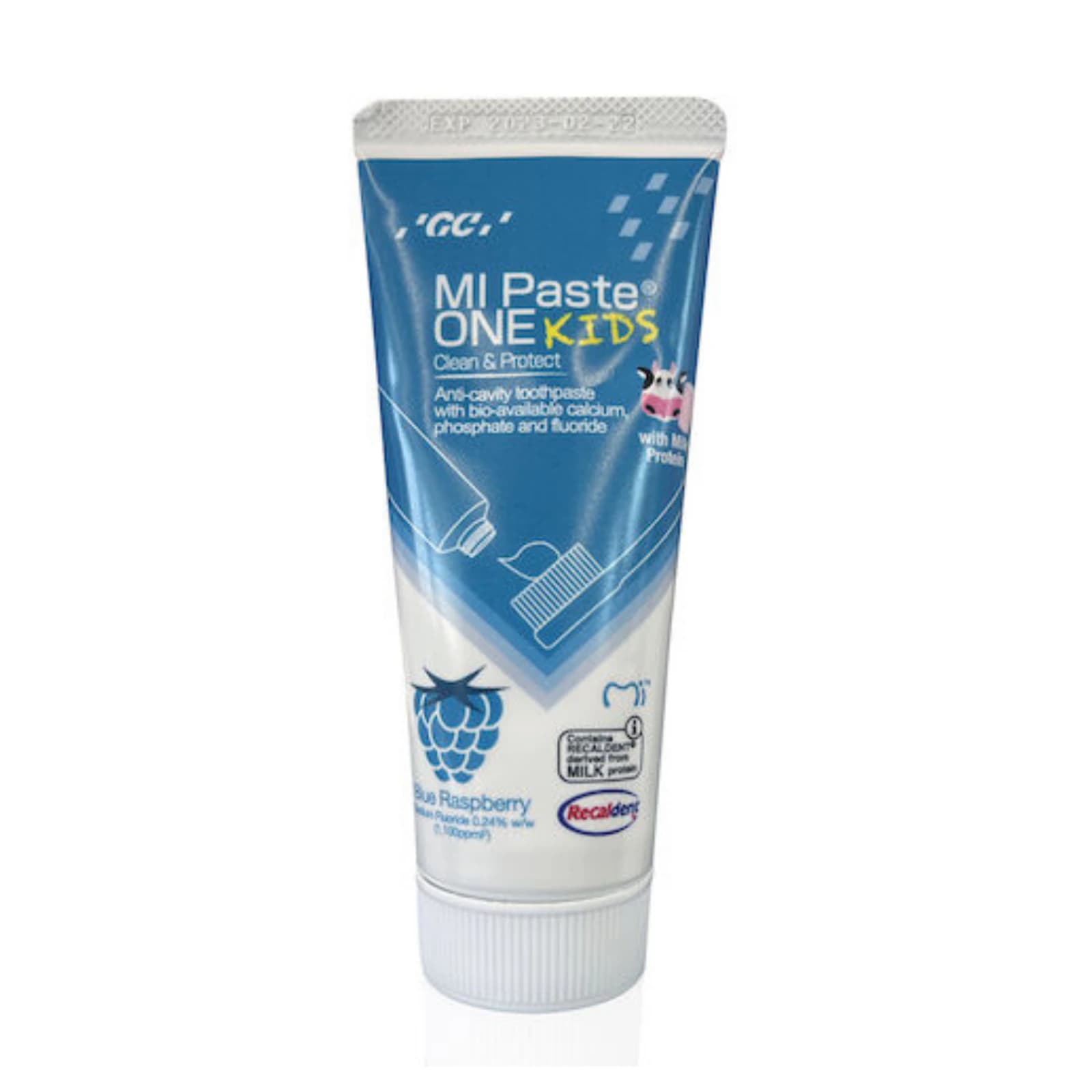 MI Paste ONE Kids Toothpaste, Blue Raspberry, 0.2% Sodium Fluoride, 46g (35mL) Tube, 10/Box, 437130 thumbnail 2