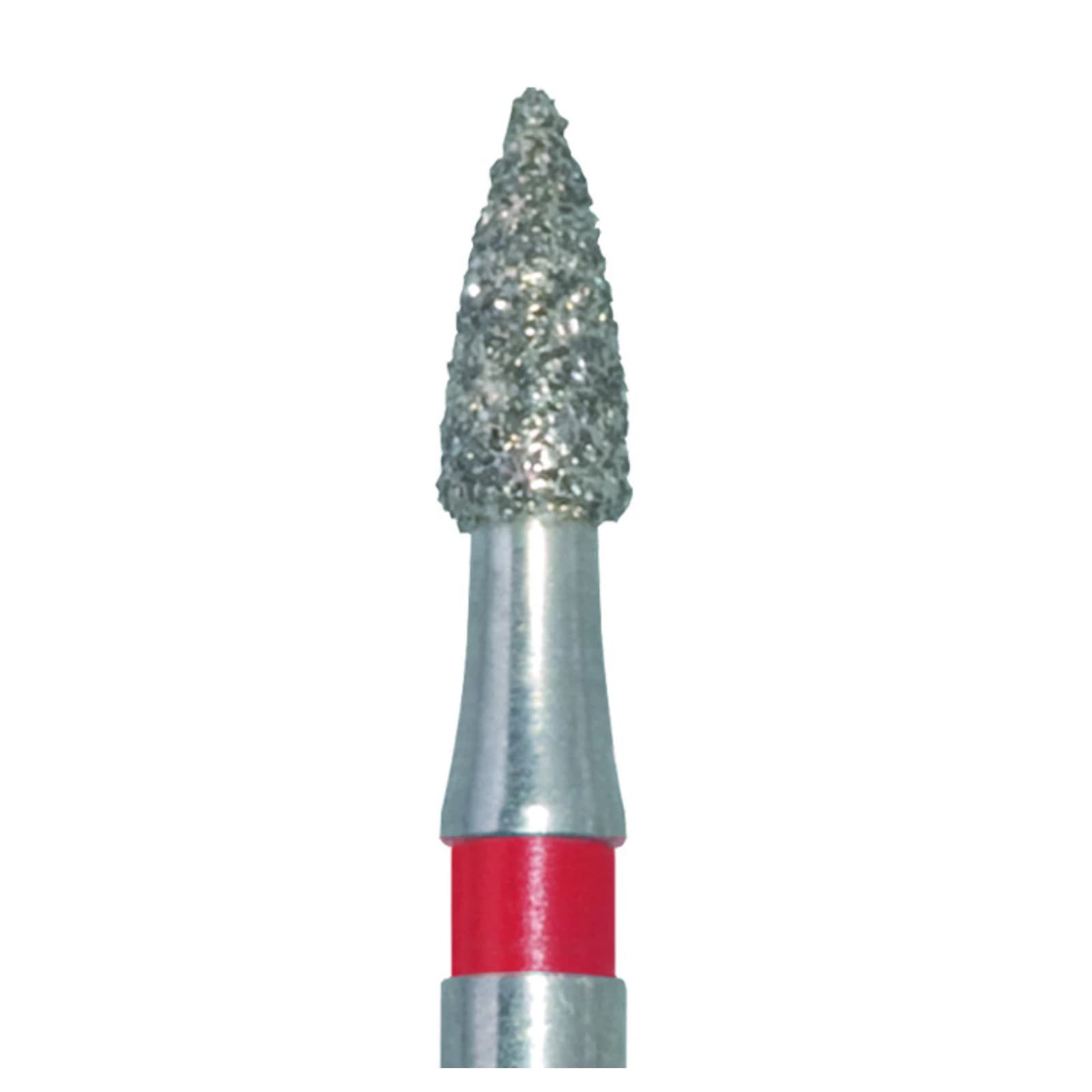 Meisinger 895F-016-FG Fine Diamond Bur, Short Flame, Friction Grip, 1.6 mm Head, 3.5 mm Working Length, Red Ring, 5/Pack thumbnail 4