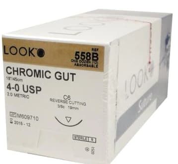 Look Chromic Gut Absorbable Suture, 4-0, 18 in, C-6 Reverse Cutting Needle, 3/8 Circle, 12/Pk, 558B thumbnail 8