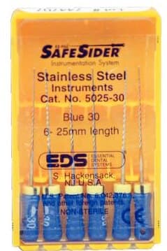 SafeSiders Endodontic Reamers, Stainless Steel, #30, 0.02 Taper, 25mm, Blue, 6/Pkg, 5025-30 thumbnail 8