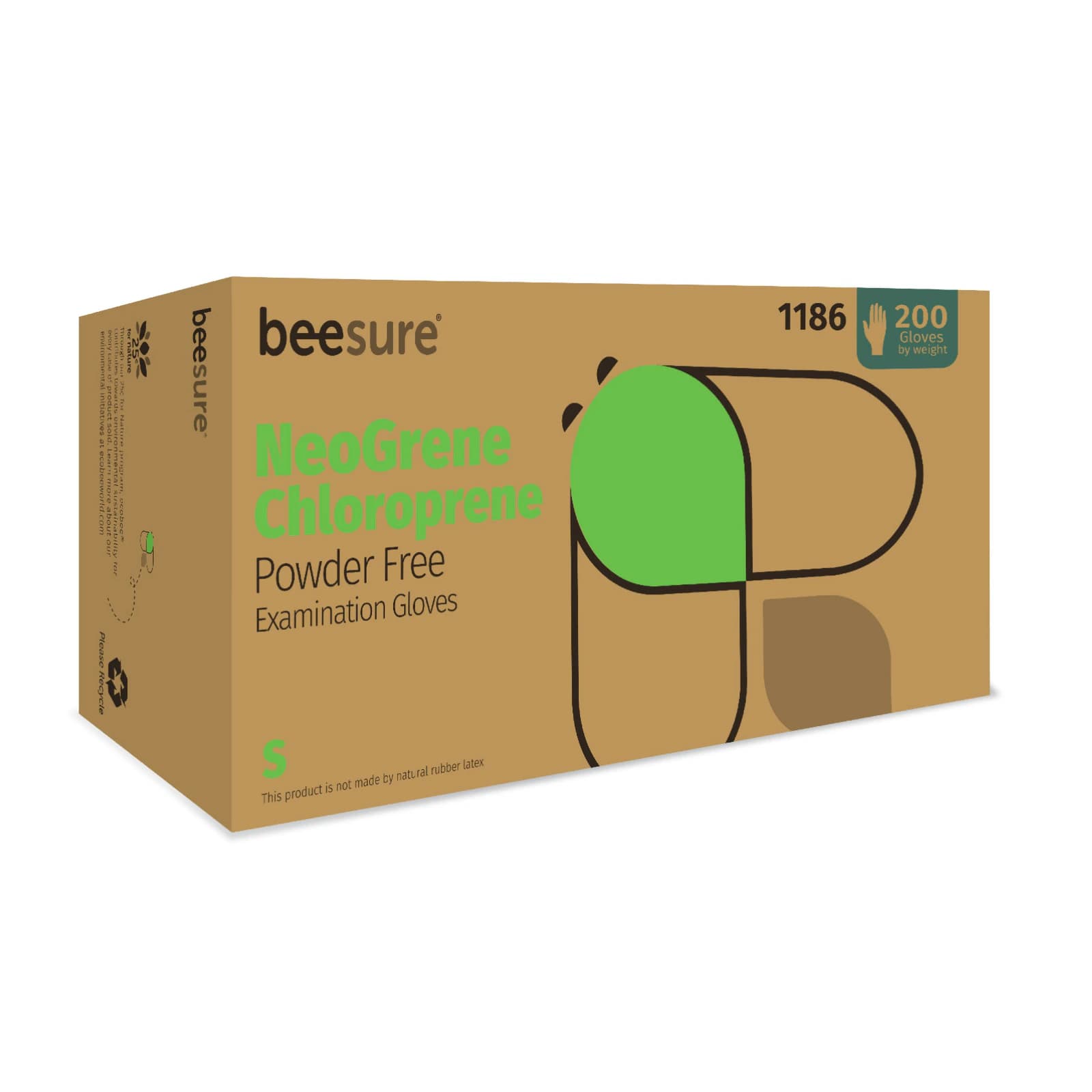 NeoGrene Chloroprene Exam Gloves, Powder-Free, Non-Sterile, Small, Green, 200/Box, 1186 thumbnail 5