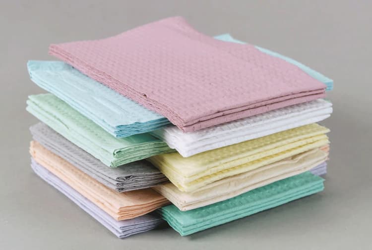 Tidi Products Patient Bibs, 13" x 18", 2-Ply Tissue with Poly Backing, Waffle Embossed, Yellow, 500/Case, 917464 thumbnail 4