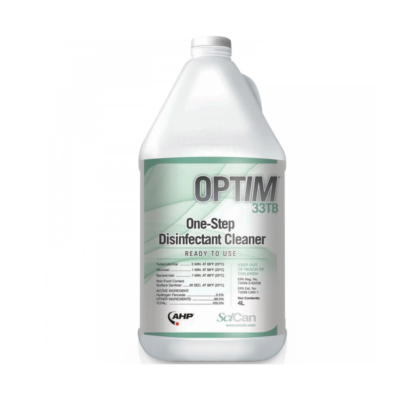 Optim 33TB Disinfectant, 1 Gallon Bottle, 4/Case - Optim 33 TB Disinfectant Gallon x 4/Cs - Image 1