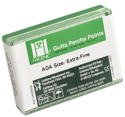Coltene Gutta Percha Points, X-Fine, 20/Pk, 5 Vials/Box - Gutta Percha Points 20/Pk X-Fine 5Vls/Bx - Image 1