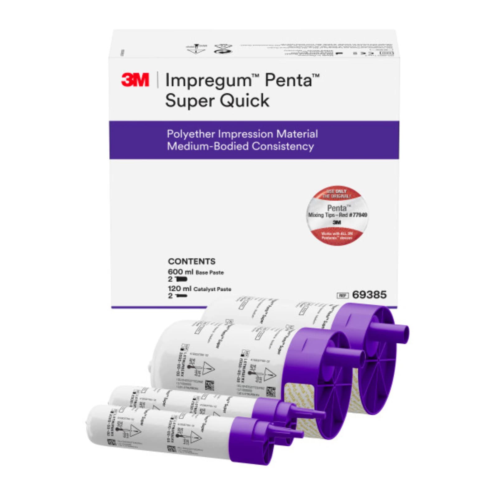 3M™ Impregum™ Penta™ Super Quick Polyether Impression Material Medium Body Refill, 69385, 2 x 300 mL Base & 2 x 60 mL Catalyst thumbnail 3