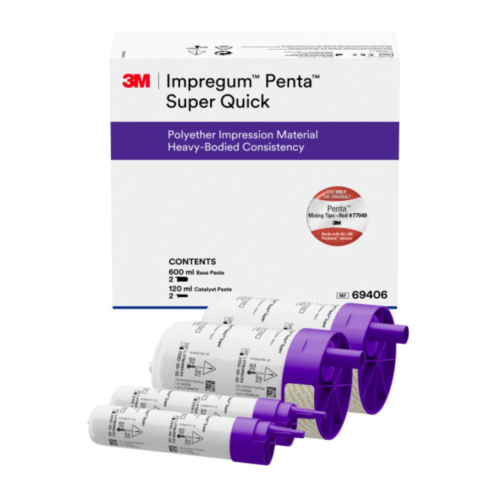 3M Impregum Penta Super Quick Heavy Body Polyether Impression Material Refill, 2 x 300 mL Base & 2 x 60 mL Catalyst, 69406 thumbnail 3
