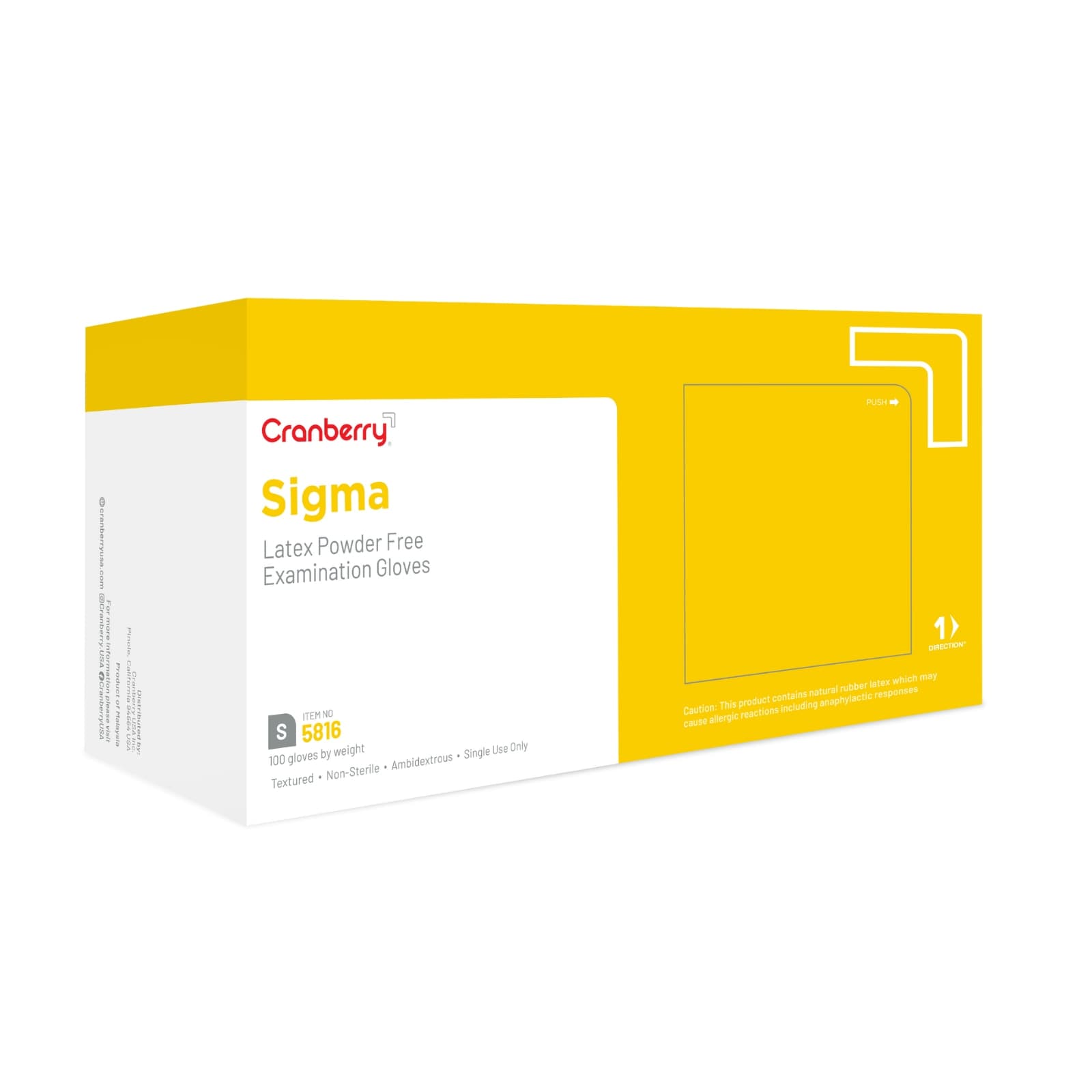 Cranberry Sigma PF Latex Examination Gloves, Powder Free, Non-Sterile, Small, Textured, 100/Box, 5816 thumbnail 2