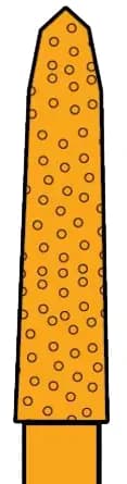 Premier Two Striper Gold-Plated Curettage (GCP) Diamond Bur, Friction Grip, Medium Grit, Cone Beveled End, 257.SB, 5/Pkg, 2015623 thumbnail 2
