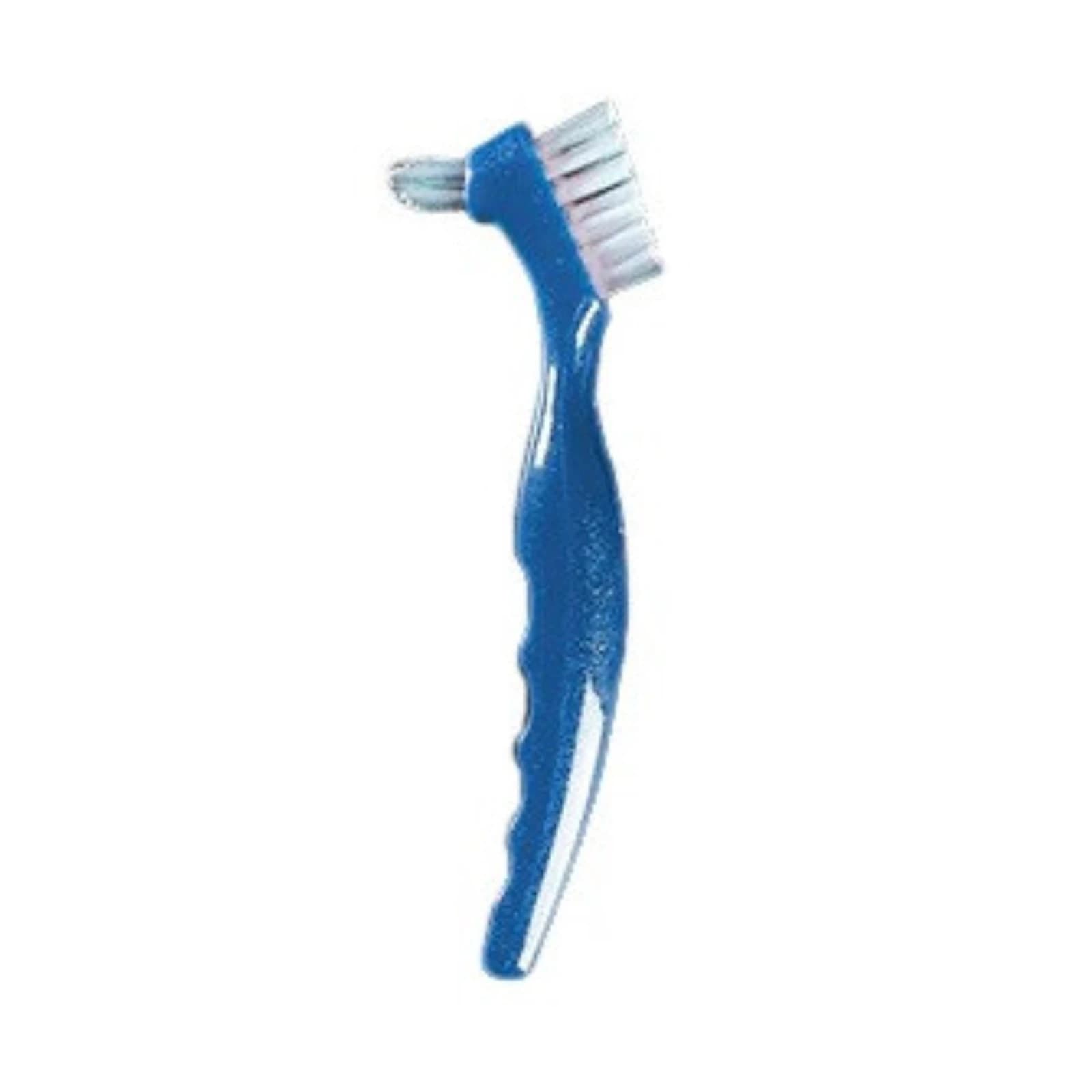 Plasdent Denture Brushes, Dual Cleaning Heads, Blue, 12/Box - Denture Brushes 12/Box Blue - Image 1