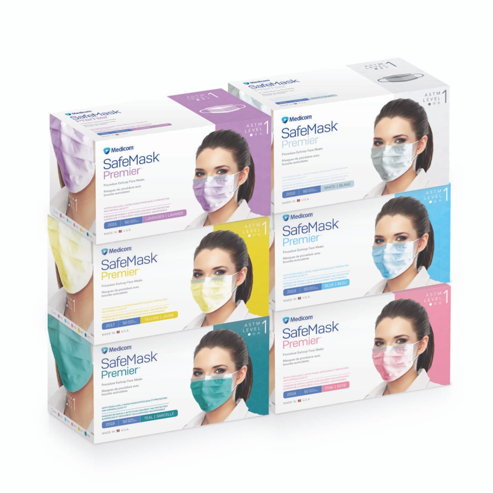 SafeMask Premier Procedure Face Mask, ASTM Level 1, Ear Loop, Yellow, 50/Box thumbnail 13