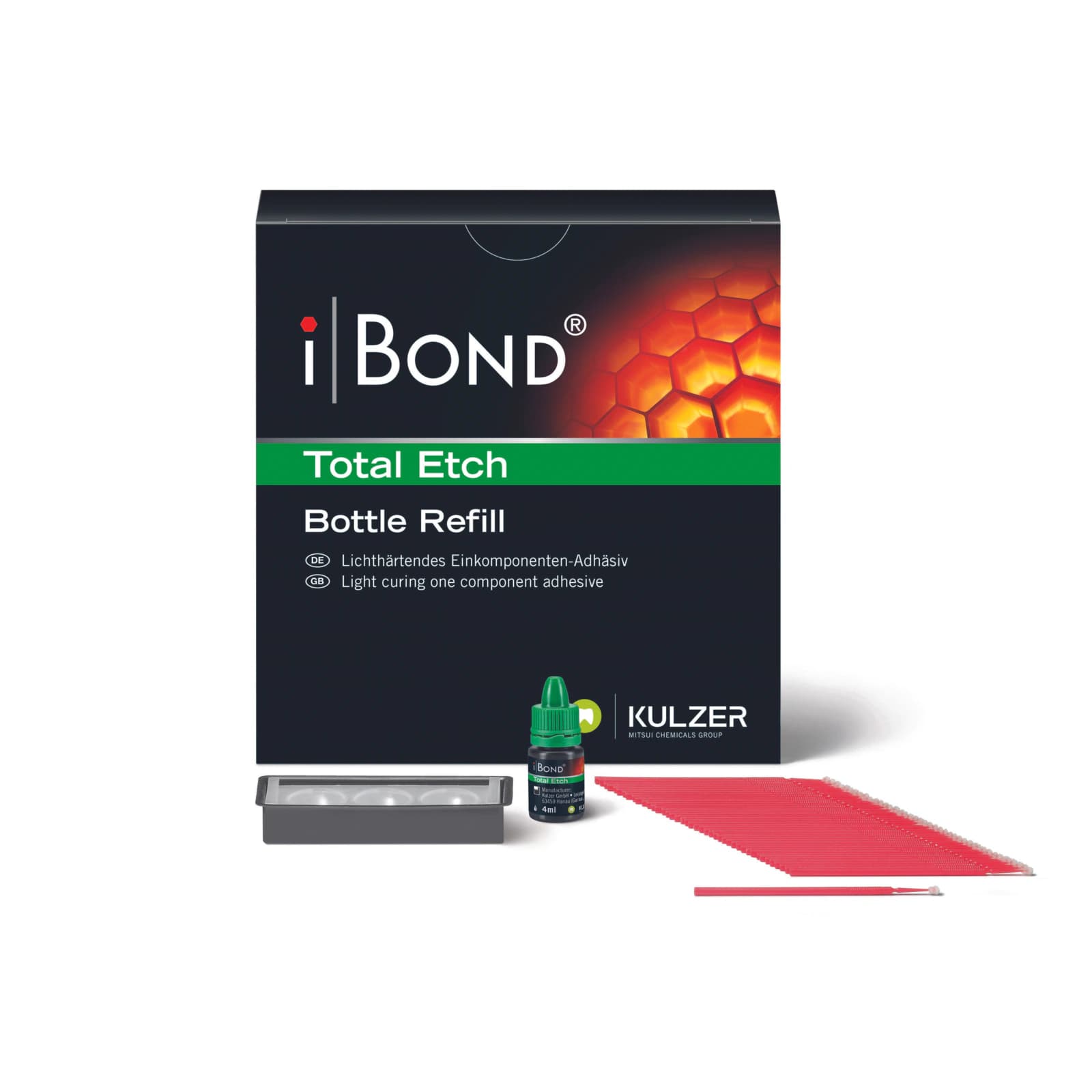 Kulzer iBOND Total Etch Bonding Agent, Light-Cure, Etch & Rinse 2-Step, Bottle Refill, 4 mL, 50 Application Tips, 66040094 thumbnail 3