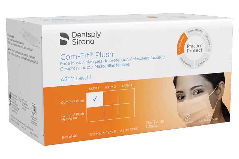 Com-Fit Plush Earloop Face Mask, ASTM Level 1, White, CFP-1, 40/Box, 20352 thumbnail 2