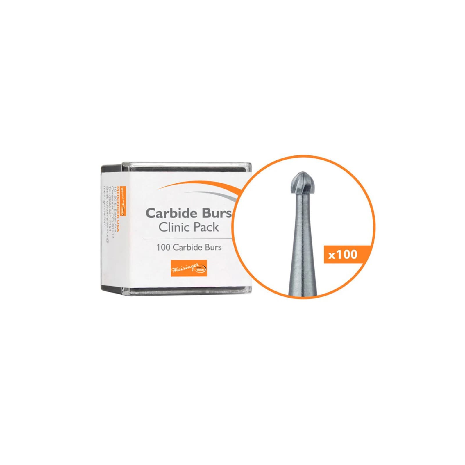 Meisinger Tungsten Carbide Bur, HM 1 Round RA, Size #6, 1.8 mm Diameter, 100/Pkg, C0006RA thumbnail 2