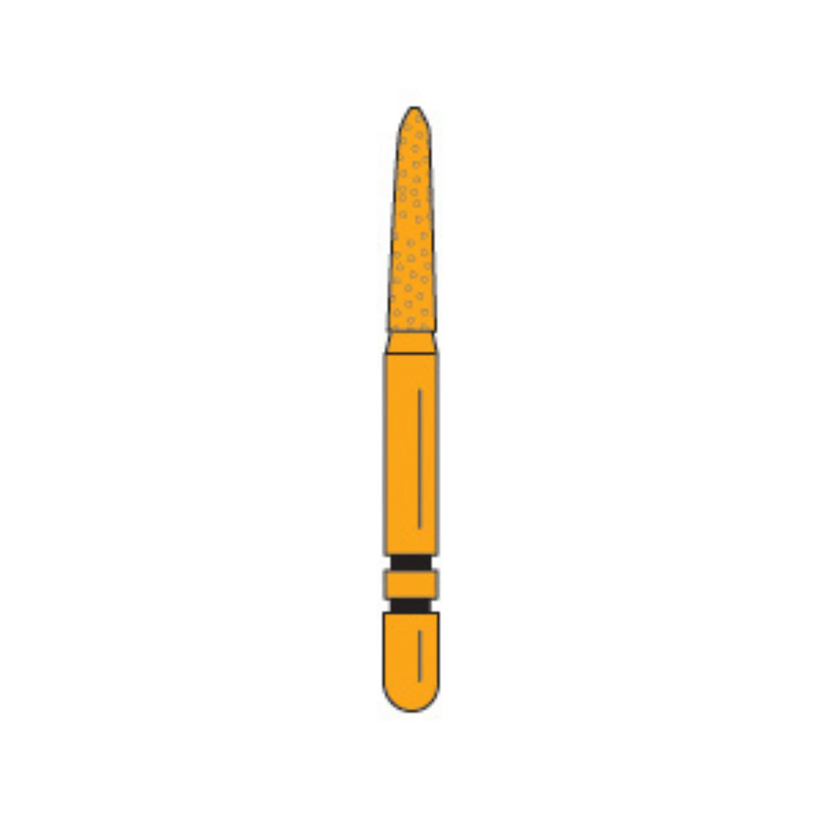 Premier Two Striper Gold-Plated Curettage Diamond Bur, Friction Grip, Medium Grit, Cone Beveled End, 253.SA, 1.6mm Major/0.4mm Minor Diameter, 7mm Length, Pack of 5, #2015609 thumbnail 2