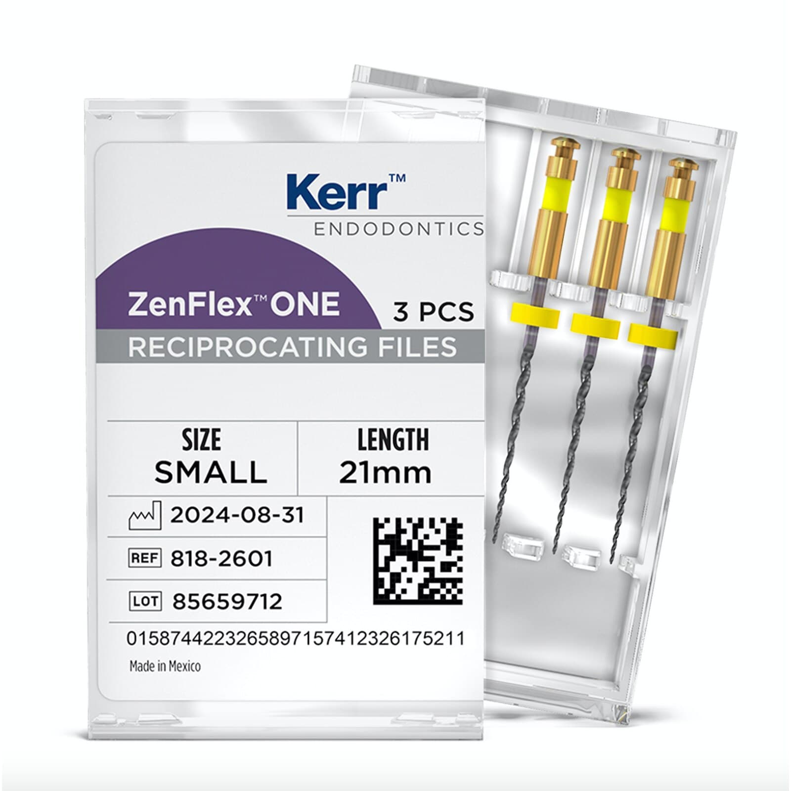 ZenFlex ONE Reciprocating NiTi File, Small, Yellow, .20/.06, 21mm, 3/Pk, 818-2601 thumbnail 8