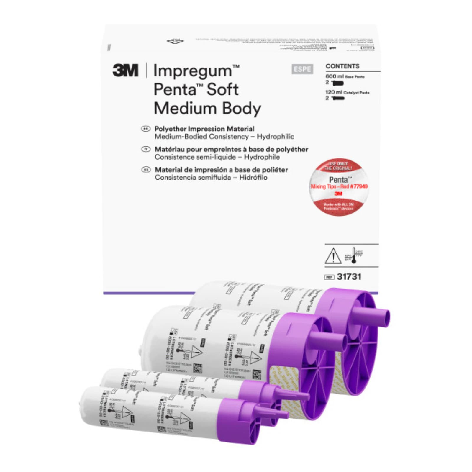3M™ Impregum™ Penta™ Soft Medium Body Polyether Impression Material Refill, 2 x 300 mL Base & 2 x 60 mL Catalyst, #31731 thumbnail 3